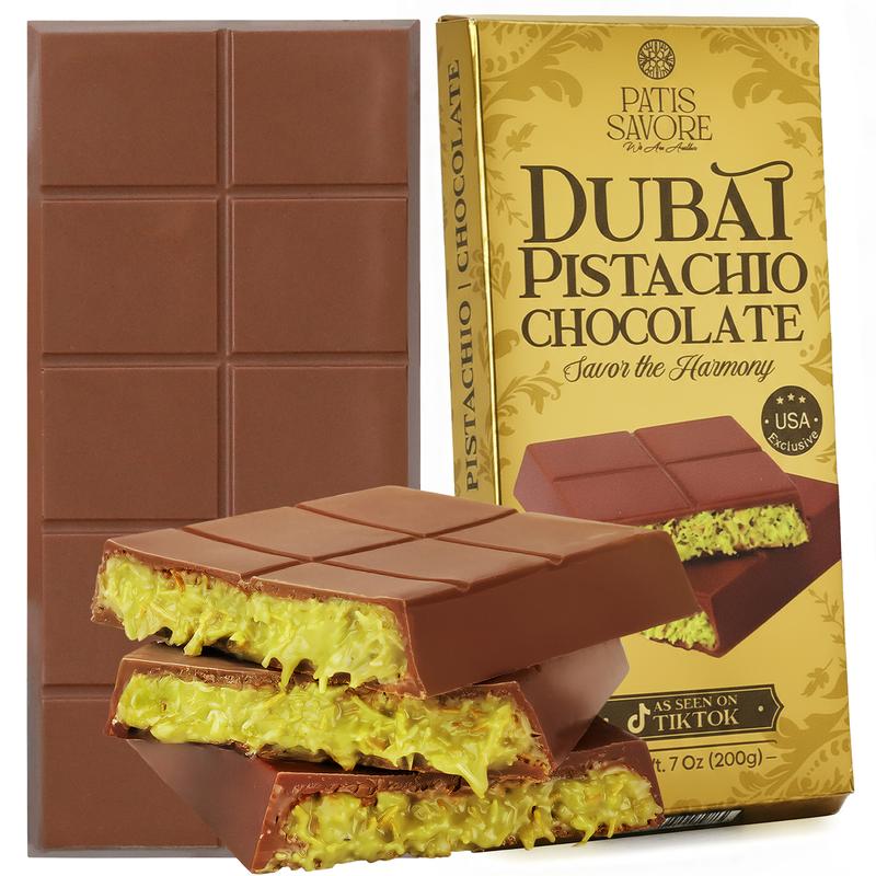 Patis Savore Dubai Chocolate Pistachio Bar Bar Milky | 7 oz | TikTok