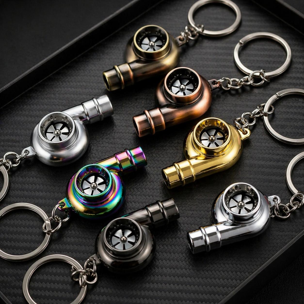 Turbo Whistle Keychain, Spinning Turbocharger Car Style Key Ring Accessory, Mini Sound Keychain Gift for Car Lovers