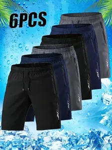 Men’s 6-Piece Quick-Dry Athletic Shorts Set, Breathable Men’s Gym Shorts with Elastic Waist for Summer Sports, Hiking & Casual Outdoor Workouts, Multi-Color Value Pack