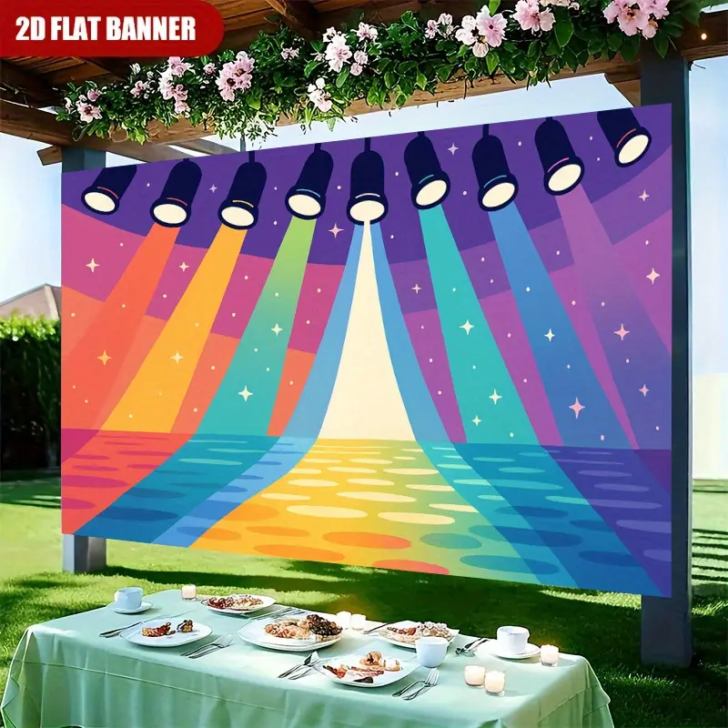2D Flat Single-Color Striking Stage Spotlight Print Backdrop Banner, Lightweight Room Home Decor with Multiple Sizes for Photo Opportunities, Festive Party Embellishments