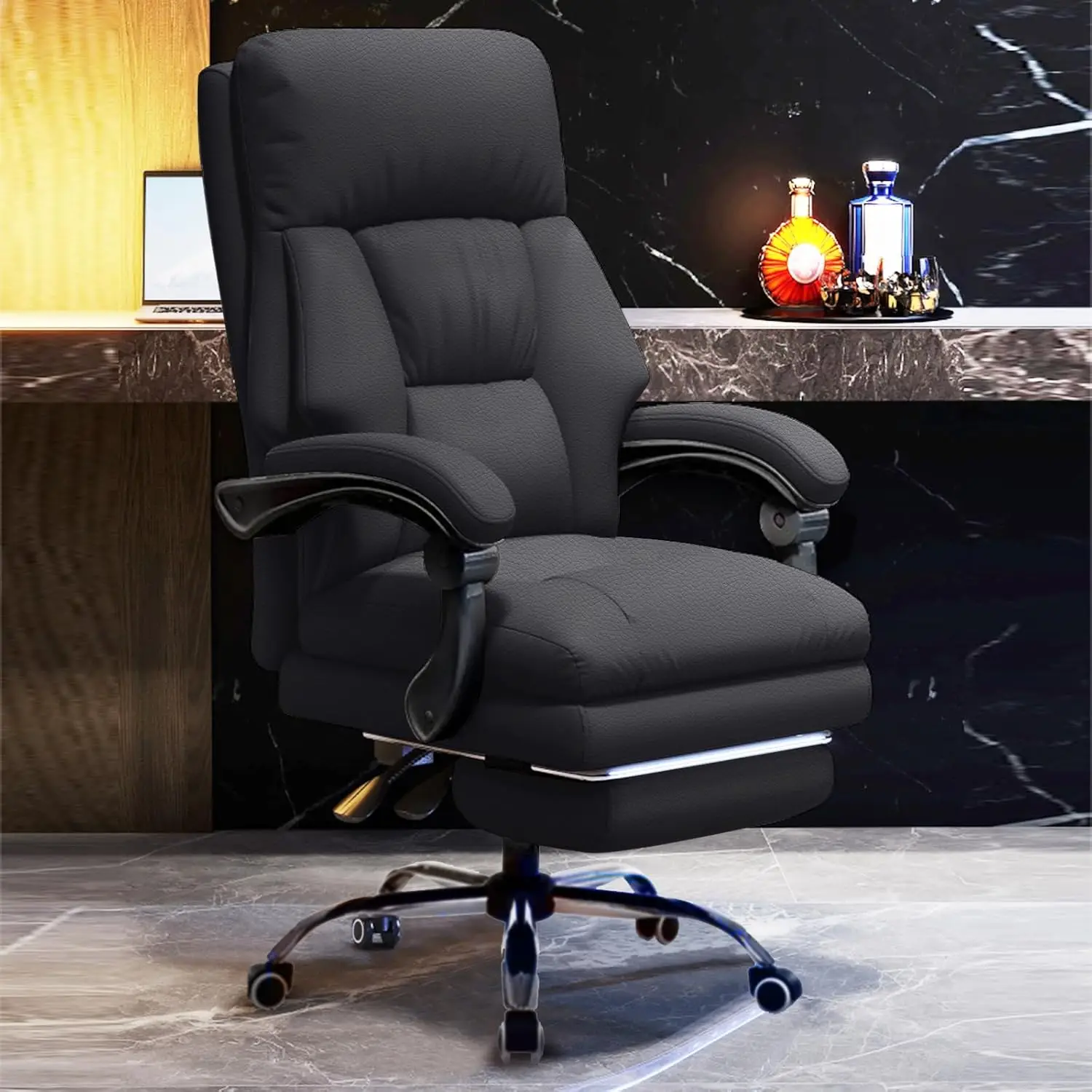 【Back To School】Big and Tall Office Chair Executive Office Chair with Foot Rest Comfortable High Back Computer Gaming Chairs Lumbar Support Ergonomic