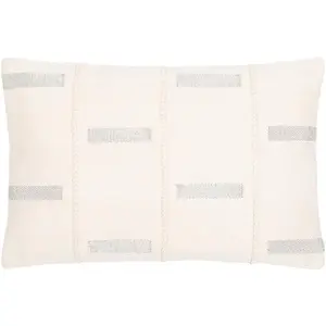 Ekon Lumbar Pillow, Cream, Metallic Silver