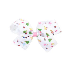Nutcracker Print Hair Bow - Printed Grosgrain Ribbon Christmas Hair Accessory for Girls