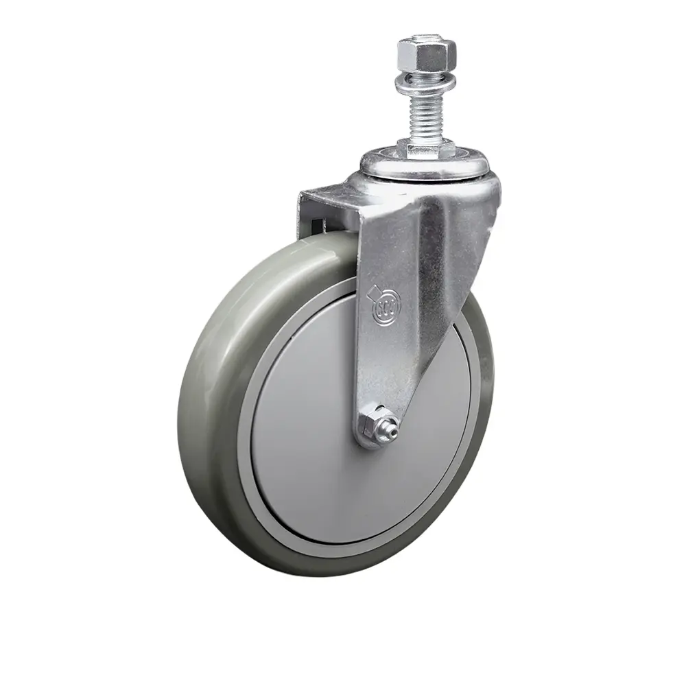 Service Caster Series #20 SCC-TS20S614-PPUB-121315 Polyurethane Swivel Stem Caster, 6x1.25 in. Gray Non-Marring Ball Bearings Wheel, 0.5 in. Stem, 350 lbs Load Capacity for Material Handling Carts/Equipment on Concrete/Tile