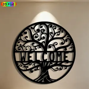 1pc Welcome Tree Metal Wall Art, Intricate Welcome Tree Statue Mural, Ideal Gift for New Year, Easter, Garden Decor Enthusiasts, Rust-Resistant Metal Wall Decor Wall Sculptures, Perfect for Outdoor Wall & Fence, Nature-Inspired Home Decor Accent