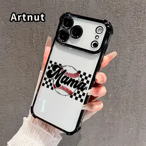 Phone Case for iPhone 17 16 Pro Max 15 Plus 14 13 12 11 E Air Baseball Mama Charm Pattern Anti-drop Durable Total Protective Shockproof Transparent Cover Casing