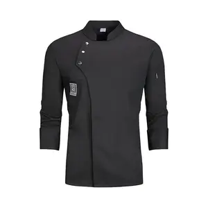 Men's Blue Food Service Kitchen Cooking Pizzaiolo Chef Uniform Work Jacket for Restaurant Bakery Cafe Waiter Work Clothing