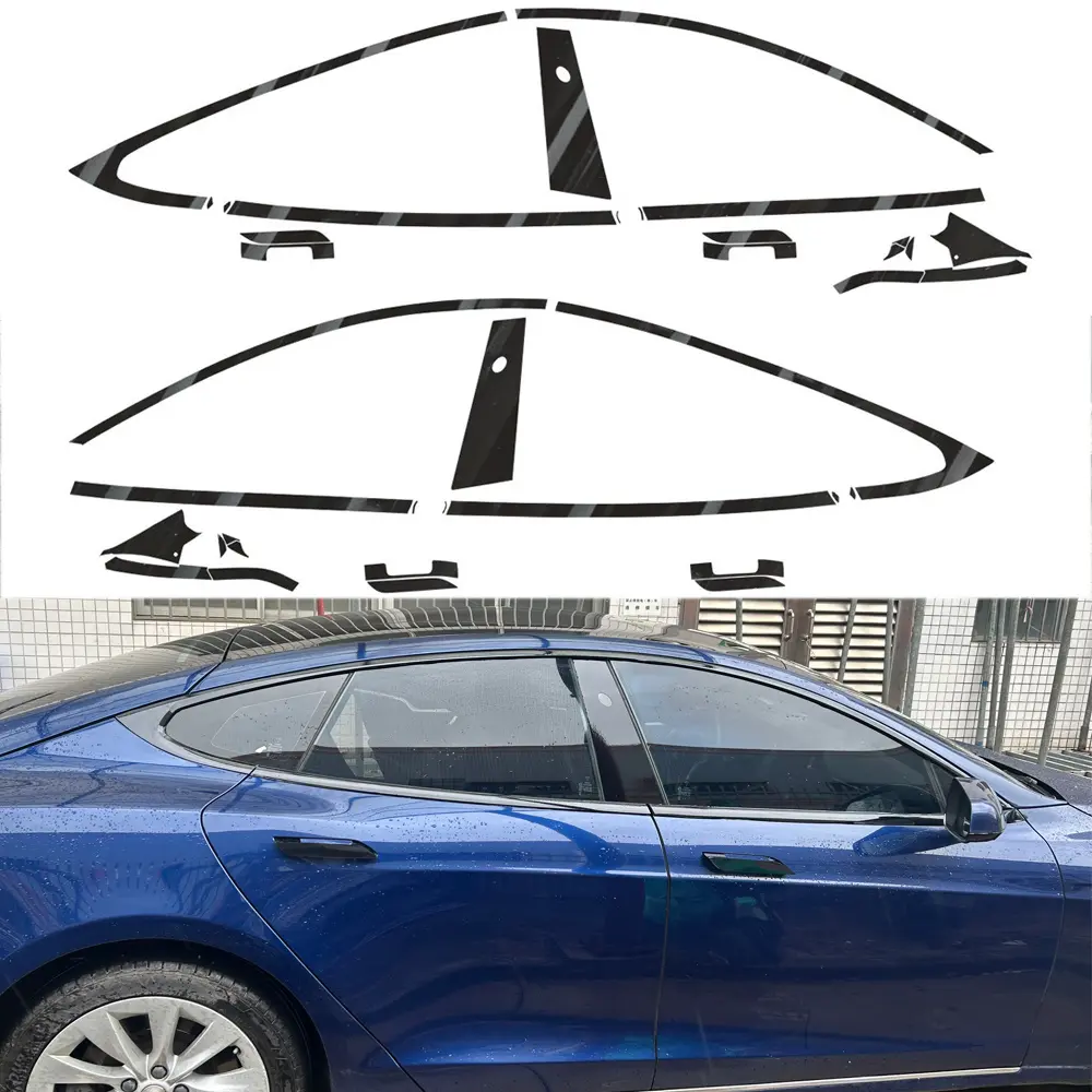 Glossy Black Chrome Delete Window Trim Stickers, Automotive Decals, Car Stickers for Tesla Model S 2014-2020