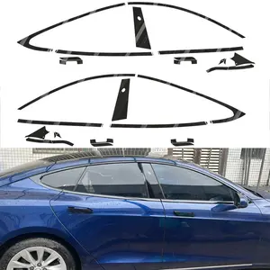 Glossy Black Chrome Delete Window Trims sticker For Tesla Model S 2014-2020