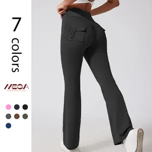 Flare Leggings with Pockets - Scrunch Butt Lifting Yoga Pants for Women, High-Waisted Gym Activewear, Trendy Streetwear & Workout Outfit