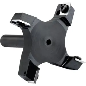 Slab Flattening Router Bit 1/2 Shank, 4-Wing, 3" Cutting Dia, Insert Carbide CNC Spoilboard Surfacing Router Bit, Wood Planer Planing Bit for Flycutter/ Slab Leveler/ Rabbeting by (Black)