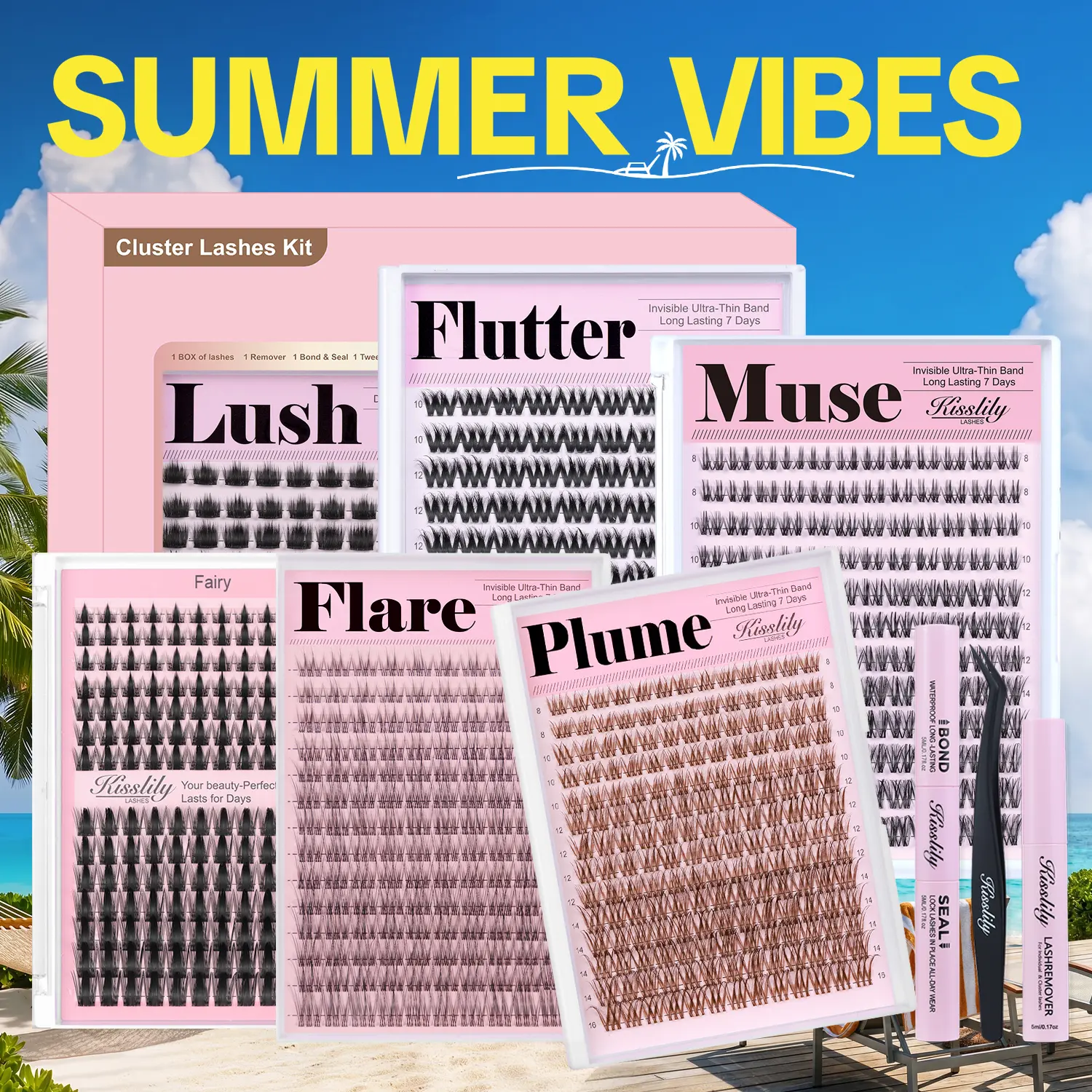 Hot Style Collection | Kisslily  Fairy, Flare, Plume, Muse,Flutter,Lush | Upgrade 2.0 Lashes With Ultra Dense, Waterproof, Long-Lasting Lashes | Beginner-Friendly DIY Lashes | Trendy & Must-Have Clusters #summerfinds #SummerWins
