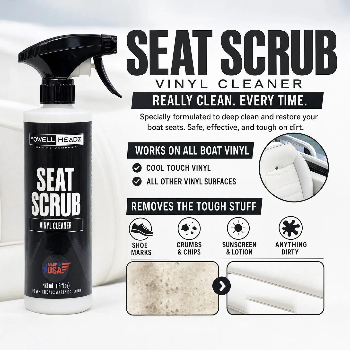 Seat Scrub Vinyl Seat Cleaner 16oz Interior Detailing Kit Car Cleaning Supplies