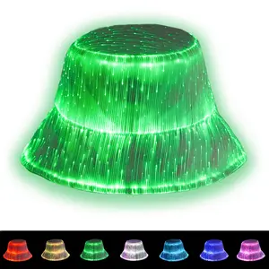 CARVEDREAM LED Rave Bucket Hat Light up Fisherman Cap Seven Colors Glow in the Dark Party Hats USB Rechargeable EDM Festival Gear