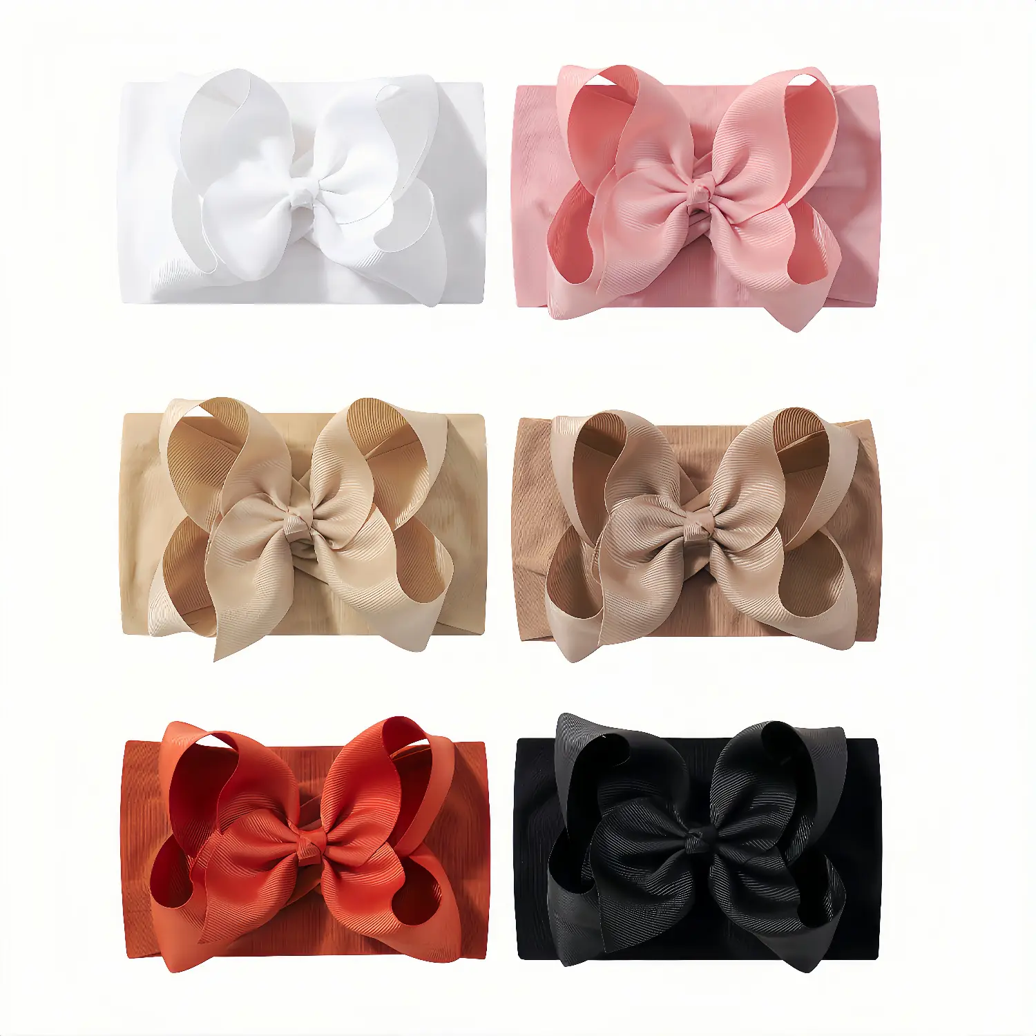 6 PCS Baby Hair Bows, Cute Solid-Color Nylon Headband with Bow, Soft Hair Accessories, Perfect Shower Gift for Infants Newborns Toddlers