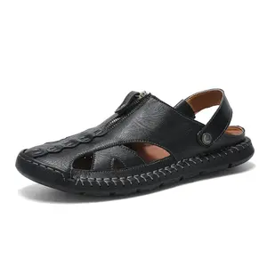 Women's comfortable sandals with slip-on rubber soles, stylish flat leather sandals, and casual non-slip sandals for summer, lightweight and breathable Walking Shoes Footwear platform sandals wide feet sandals elegant sandals ladies sandals 2025