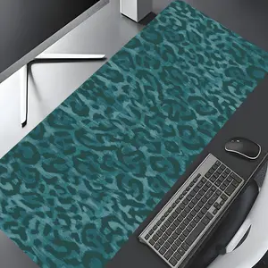 Teal Leopard Print Design Large Gaming Mouse Pad,Dark Floral Desktop Drotection Pad,Washable Rubber Pad Non-Slip Lock Edge Multi-Size Mouse Pad Suitable For Home Office, Office Supplies,Good Gift for Family and friends