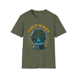 Unisex Softstyle T-Shirt Pine Tree Snow Globe Cosmic Holiday Christmas Top Womenswear