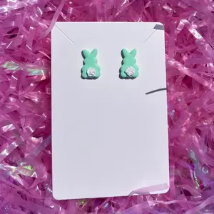 Mint Green Bunny Polymer Clay Studs