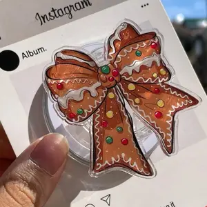 Gingerbread Coquette Bow MagSafe Phone Grip Vintage Christmas Magnetic Phone Holder, Cute Holdiday Popsocket, Ideal Gift Idea for Xmas