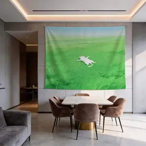 1 Pack Cute Cat & Dog Themed Print Decorative Tapestry, HD Digital Cartoon Print Wall Hanging Tapestry, Fadeless Polyester Multipurpose Tapestry for Kids Bedroom, Living Room and Dorm, All Season Use, Easy to Hang & Machine Washable