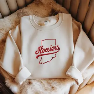 [SHIP FROM US] Hoosiers Embroidered Sweatshirt, Hoodie, Indiana State College Unisex Fan Apparel