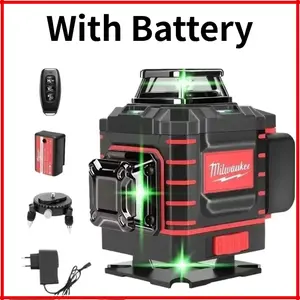 Milwaukee 360 Degree Vertical Cross Laser Level Green Beam High Precision Self Leveling Function for Indoor Outdoor Construction Wall Tiling Flooring Installation and Building Layout Projects