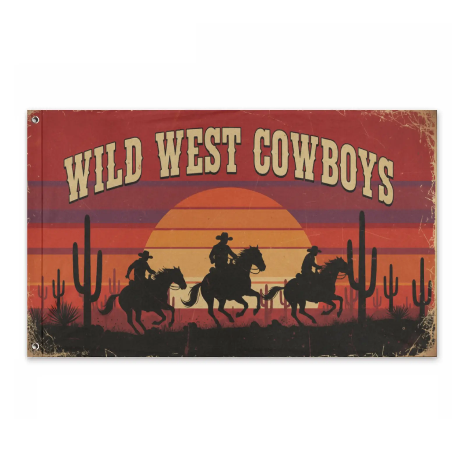 3X5 Outdoor WILD WEST COWBOYS Flag, Polyester Banner Flag, Durable, Machine Washable, Suitable For College And Home Garden Decor Indoor Outdoor, Garden Flag House Flag Banner Decoration Courtyard Porch Lawn 90Cm*150Cm