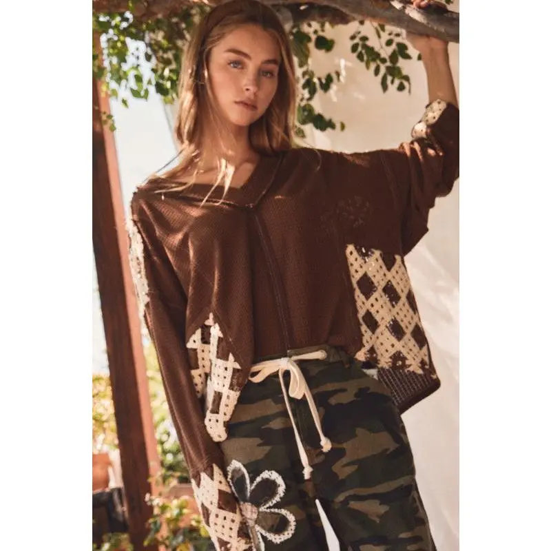 Patchwork Crochet Sleeve Top