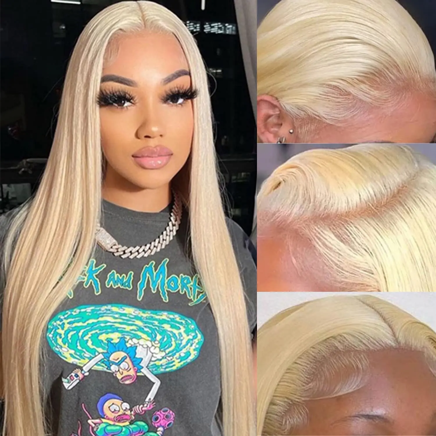 613 13x6 Lace Front Wig Human Hair Straight Wigs for Women Blonde 13x6 HD Lace Front Wigs Human Hair Glueless Pre Plucked Bleached Knots Blonde Lace Front Wigs Human Hair