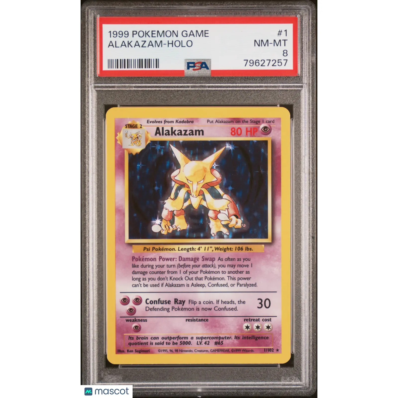 1999 Pokemon Game Alakazam #1 8 Holo
