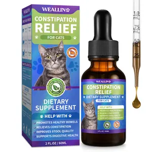 WEALLIN Cat Constipation Support Supplement – Gentle Herbal Formula, Promotes Digestive Health & Regularity, Chicken Flavor, Easy Liquid Drops for Cats, 60ml | Natural Herbal Digestive Support, Fast Absorption, Safe for Cats Over 2 Months
