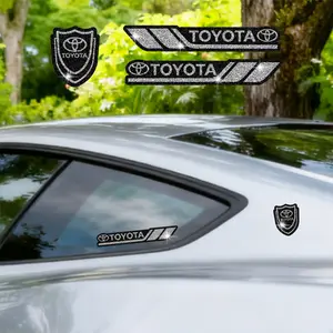 4Pcs/set Car Stickers For Toyota Models Shiny Logo Creative Personality Decals Bumper Reflective Diamond Tail Sticker