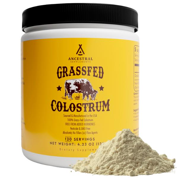 Ancestral Supplements Grass Fed Colostrum Powder, Dietary Supplement for Daily Wellness & Nutrient Support, 120 Servings