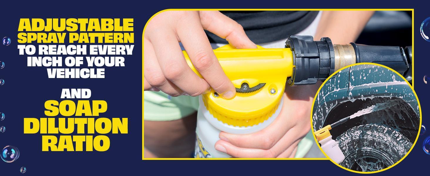 Car Wash Foam Gun & Microfiber Mitt Kit - Adjustable Dial Thick Foaming Hose Thread Fit Garden Hose Attachment, Home Car Wash Scratch-Free Cleaner for Vehicles, Auto Detailing Soap Sprayer