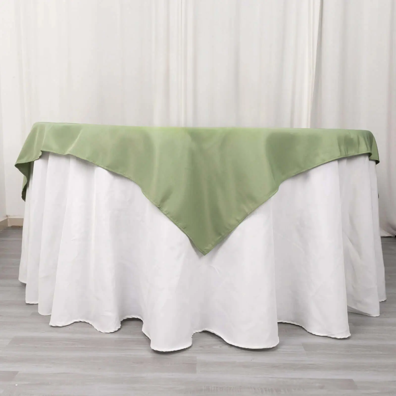 Premium Polyester 54"x54" Square Table Overlay, Dusty Sage Green, 220GSM Wrinkle-Resistant Table Topper for Event, Decoration, Party - Machine Washable Household Kitchen Linen