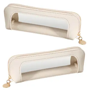 2-Pack Portable Cosmetic Carrying Case With Zippers, Transparent Compartment Cosmetic Storage Bag, Multi-Functional Stationery Storage Box, Travel Storage Bag