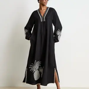 On 34th Women's Pineapple Embroidered Shift Dress, Macy's Exclusive, Black - NWT