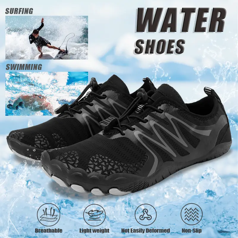 Men's Casual Water Footwear, Less Than Ankle Slip-On Barefoot Aqua Socks, Lightweight and Quick-Dry for Beach, Surf, and Pool, Lightweight Swim Shoes, Male Shoes