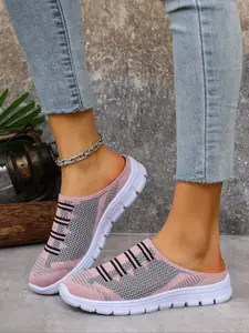 Women's Slip-On Mule Sandals, Slip On Mules, No-Heel Flat Slippers, Comfortable Casual Outdoor Shoes for Seniors, Non-Slip Summer Footwear