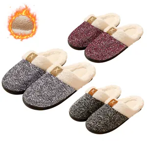 Couple Matching Slippers Men & Women's Cozy Memory Foam Fuzzy Wool-Like Plush Fleece Lined House Shoes with High Density Support