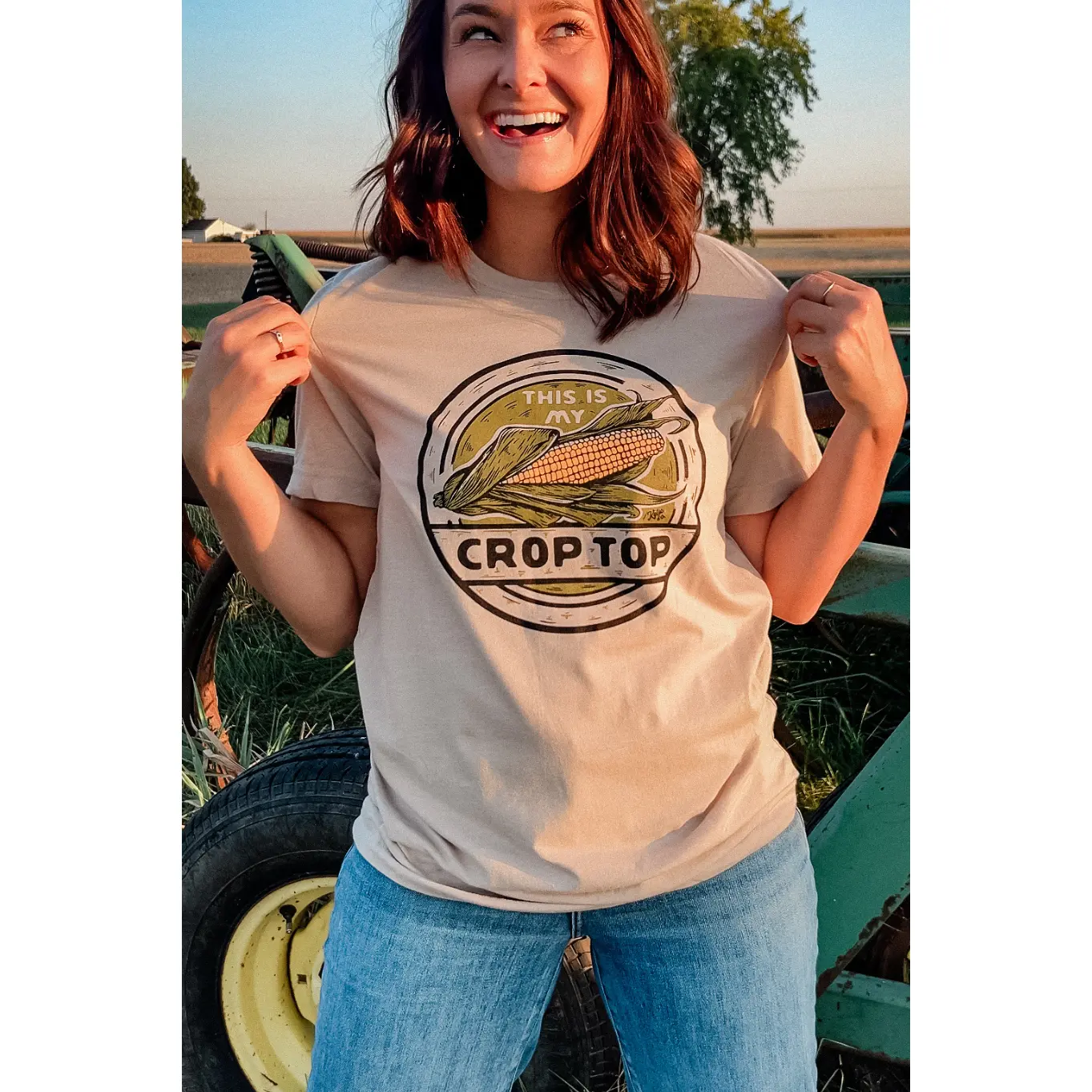 This Is My Crop Top Tee in Heather Tan