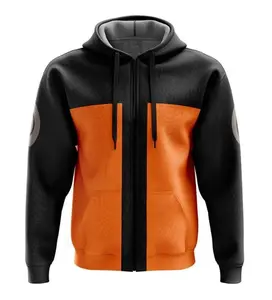 Orange and Black Shippuden Streetwear Zip Hoodie Jacket, Anime fan Zip up hoodie, Perfect for Fall & Winter with Fitted Design #anime  #hoodie #jacket #menwear