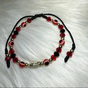 Reversible Beaded Bracelet with Evil Eye Beads and Gold Accents for Stylish Accessory