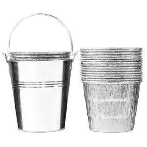 Drip Grease Bucket with 20-Pack Liners for Pellet Grill Smokers - Heavy Duty Galvanized Steel, Universal Fit, Easy Clean Accessories (Silver)