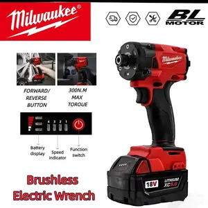 Milwaukee  300N.M 21VBrushless Impact Driver 4 Gears High Torque Cordless Impact Wrench Rechargeable