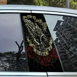 2pc Creative Vinyl Sticker Car B-Pillar Protection Decal, Easy Peel & Stick Waterproof Sunproof Scratch Resistant, Fits All Cars, Car Stickers, Skull Decal, Adhesive Vinyl Decal, Universal Car Sticker, Vehicle Exterior Decoration