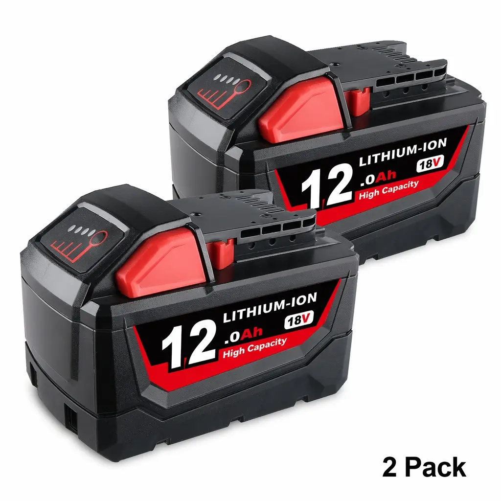 2-Pack 18V 12.0Ah Lithium-Ion Replacement Batteries - M18 Compatible, 12.0ah Capacity, Overheat Safe for Milwaukee Cordless Power Tools, Ideal for Longer Jobs