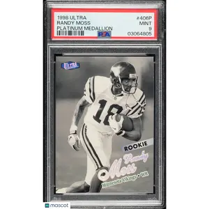 1998 Ultra Randy Moss RC #406P Platinum Medallion PSA 9 /66 Pop 7 None Higher