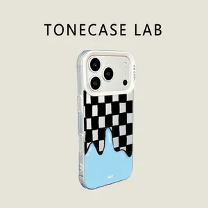 Checkerboard Drip Pattern TPU Phone Case fits iPhone 17 Pro iPhone 16 Pro Max 15 Plus 14Pro 13 12 11 XS Max XS XR & Samsung Galaxy S25 Ultra S24 Plus S23 shockproof protective case modern check design trendy aesthetic style
